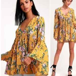 Free People Beige and Blue Floral Top